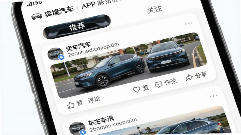 һ��չʾ���Ⱦ�������APP������������Ľ�ͼ����Ļ�Ϸ��ǡ��Ƽ����͡���ע��������ǩҳ���·���Ϣ����չʾ�Ų�ͬ�����ӿ�Ƭ����Ƭ���г��������ĳ�����Ƭ�����ֶ�̬�Լ����ޡ����ۺͷ�����ͼ�ꡣ���沼�����������罻Ӧ�ã���������ִ����԰�ɫΪ��������ƬԲ��ͼ����ƾ��£�������˻�Ծ���Ѻõĸо������ʸ��壬�ɾ��޶���Ԫ�ء�