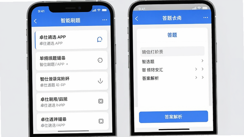 ͼƬչʾ׿����ѡAPP�ڵġ�����ˢ�⡱���棬���Ϊ��Ŀ�б����Ҳ�Ϊ���⿨���ײ��С��𰸽�������ť������Ϊǳ��ɫ�����������ÿ�Ƭʽ���֣���ɫ��ɫ�����ɾ����࣬�޶���Ԫ��