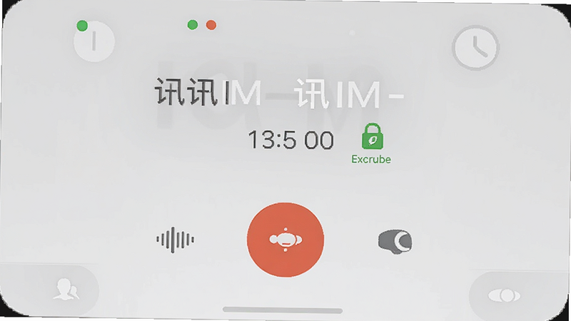 有讯IM高清语音通话界面,显示通话时长和加密标识,背景为浅灰色,界面简洁,画质细腻,无多余元素