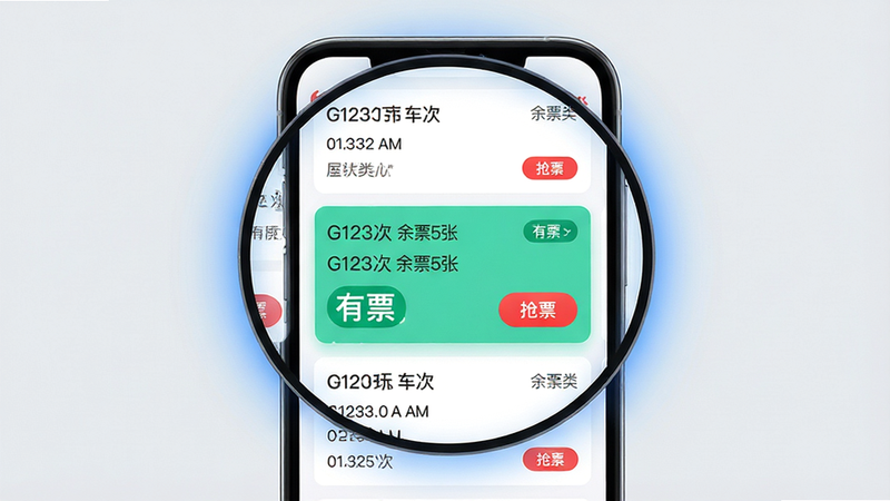 ���壺�����ֻ���Ļ�Ŵ�չʾ�𳵶�Ʊ����APP����Ʊ��ؽ��棬��Ļ���ж���г����ο�Ƭ������һ�ſ�Ƭ������ʾ����Ʊ��״̬�����֣��ֻ���Ļռ�ݻ������ģ�����Ϊǳ��ɫ����������͵���ɫ���Ρ��Ű棺��Ƭʽ���֣�ÿ�ſ�Ƭ��ʾ���Ρ���������ʱ�䡢��λ���ͺ���Ʊ�����������Ϣͼ����Ӿ���ˬ��ǿ������ʵʱ�ԡ�ϸ�ڣ�������Ƭ�ϱ�ע��G123�� ��Ʊ5�š��������к�ɫ����Ʊ����ť�����ʣ����壬�ɾ����޶���Ԫ�ء�