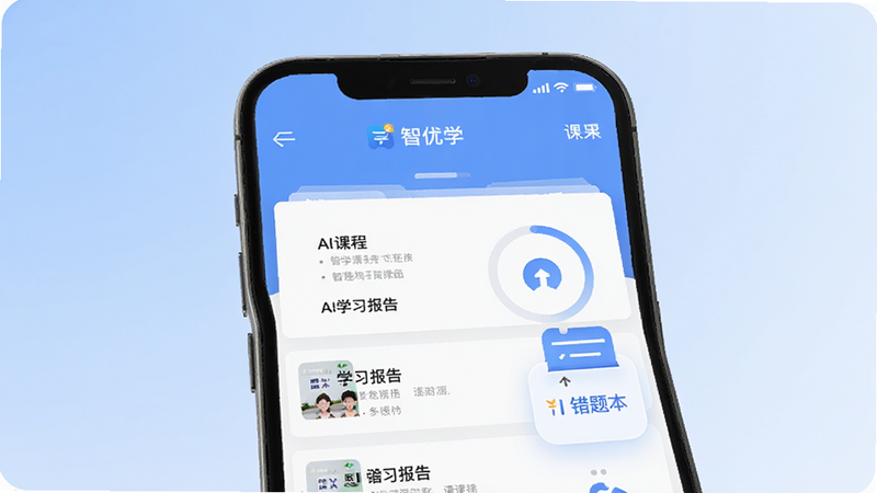 ��������Ϊ������ѧ��APP����չʾ�������ֻ��������֣���Ļ����ʾ�γ��б���AIѧϰ���濨Ƭ������Ϊ����ɫ���䣬�������Լ�ִ�����ƽ����ƣ�ϸ�ڰ���������������Բ�������Ȿͼ�꣬�����������ɾ����޶���Ԫ��