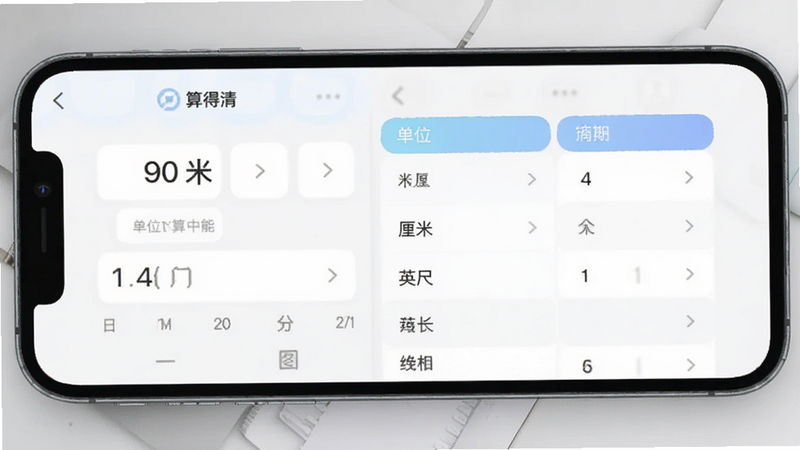 单位换算功能截图,手机屏幕显示