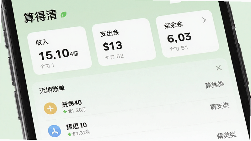 记账功能页面展示,屏幕中显示