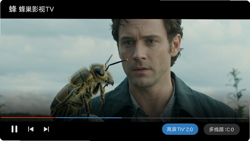 �䳲Ӱ��TV���Ž���ʾ��ͼ�����ڲ��Ÿ����Ӱ���棬�ײ��в��ſ������Ͷ���·�л���ť��������ֱ�ۣ�����������ɫ����Ȼ���Ƽ��������ʸв��棬�޶���Ԫ��