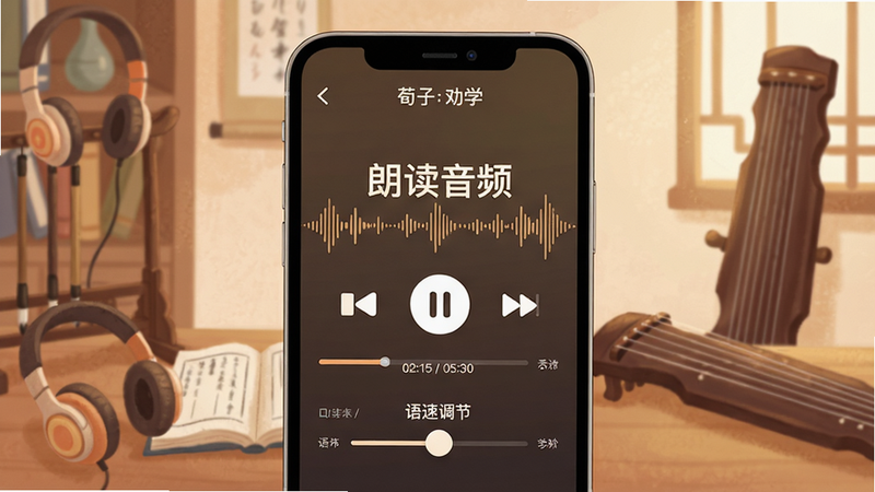 ���壺��Ȱѧ�������ʶ���Ƶ���Ž��棬�ֻ���Ļ��ʾ��Ƶ��������ʽ�����в���/��ͣ��ť�ͽ����������֣��ֻ����У�����Ϊ�鷿��������Ļ����ʾ���ʶ���Ƶ���������·��С����ٵ��ڡ����������Ű棺���Ĳ��������棬��ťͼ��������ʱ������ʾ��02:15 / 05:30�������ůɫ���廭��񣬽������ͼ��Ԫ�ء�ϸ�ڣ��������鱾�����ٵ�װ�Σ���Ļ�Ϸ���ʾ������Ȱѧ�������ʣ���ͣ��ɾ����޶���Ԫ�ء�