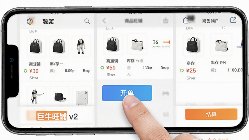 ��ţ����v2�ֻ��������棬��������ָ���������ť����Ļ��ʾ��Ʒ�б������־��У��Ű����������дʵ��ϸ�ڰ����۸񡢿�桢���㰴ť�����ʸ��壬�ɾ��޶���Ԫ�ء�