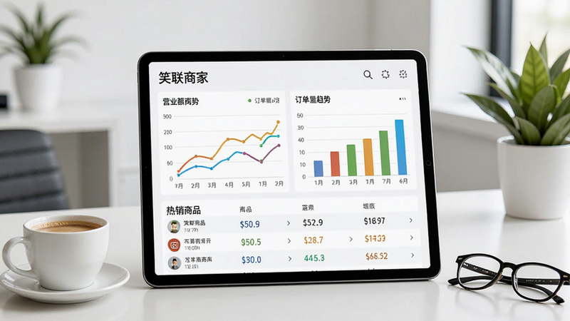 一个平板电脑上展示