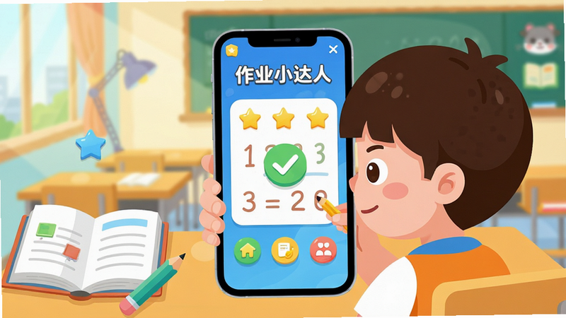 ���壺��ҵС����Ӧ�ý��棬��ʾһ�������������ֻ�����ҵ����Ļ���жԹ������ǽ��������֣��ֻ����У���Χ���鱾��Ǧ�ʵ�ѧϰԪ�ػ��ƣ������������Ľ��ҡ��Ű棺��������������ͼ���������롣��񣺿�ͨ��ƽ����ɫ�����޻��á�ϸ�ڣ����ӱ���רע����Ļ���С���ҵС���ˡ����������ʣ����壬�ɾ����޶���Ԫ�ء�