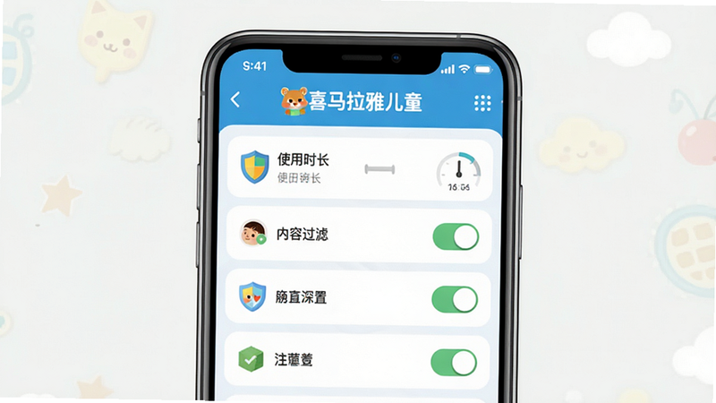 ��ϲ�����Ŷ�ͯ����ͯģʽ���ý��棬����Ϊ�ֻ���Ļ������Ϊ�������б���������ʹ��ʱ�����������ݹ��ˡ��ȿ��أ��Ű����������ȫ�Ѻã�ϸ��չʾ����ͼ�꣬���ʾ�ϸ�������ұ���