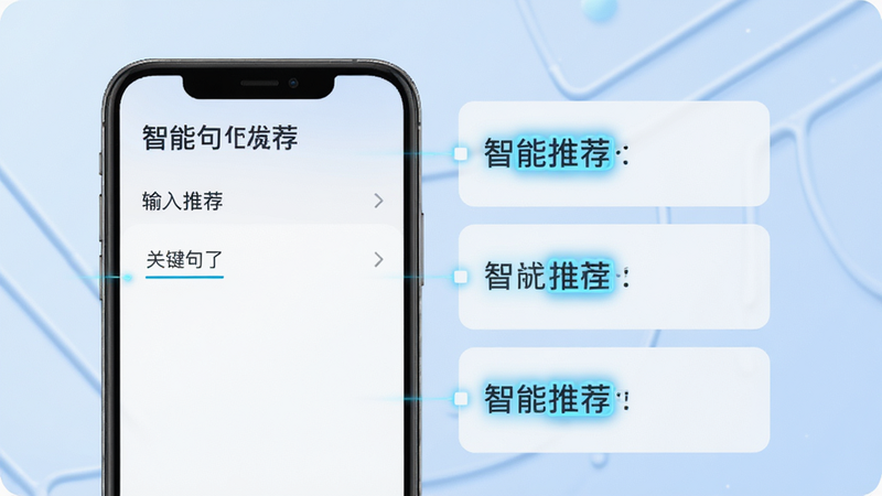����Ϊ�ֻ�Ӧ�ù�����ʾͼ��չʾ��������ӡ�APP�ġ������Ƽ���ҳ�档���ַ�Ϊ�����������������ؼ��ʣ��Ҳ���ʾ���ɵ��������俨Ƭ�����Ƽ��У���������ɫ���䣬ϸ�ڰ�������ĸ����ؼ��ʣ������������ɾ��޶���Ԫ�أ��������ݣ��������Ƽ���