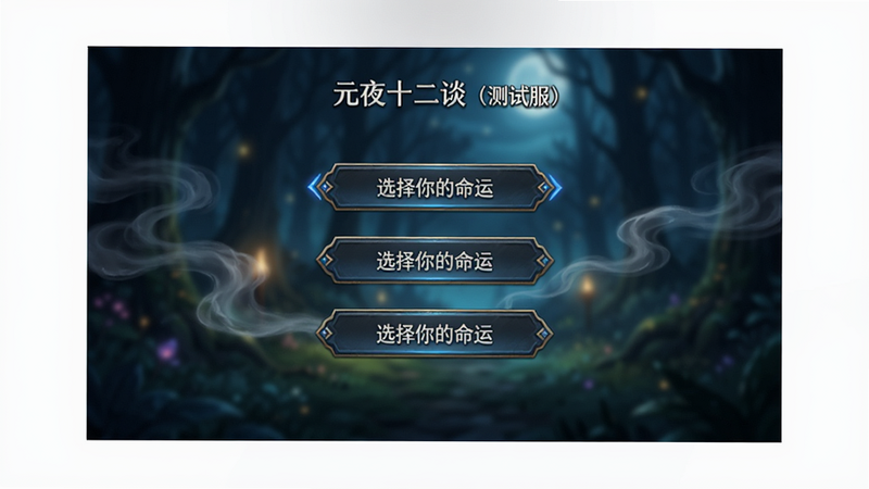 Ԫҹʮ��̸�����Է�������ѡ����棬����Ϊ��Ļ���������ѡ�ť������Ϊģ����ɭ��ҹ�������ּ�����ˣ��Ű���У����Ϊ������÷磬ϸ�ڰ���Ʈ���������������������ɾ����޶���Ԫ�أ����֡�ѡ��������ˡ�