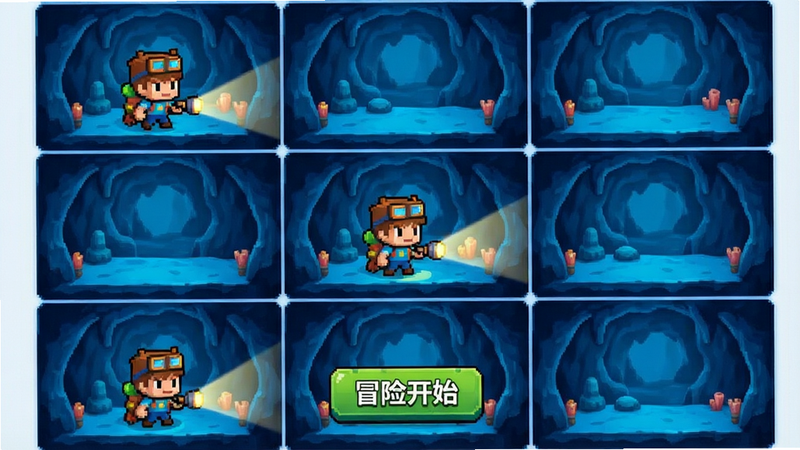 ����չʾ���ڴ���ð�ա���׿����Ϸ�����棬����Ϊ�Ź��������ͼ���Ű����࣬���Ϊ���¿�ͨ2.5D��Ⱦ��ϸ�ڰ����ɰ������ط������ֳ��ֵ�Ͳ̽��������Ϊ������Ѩ������ɾ��޶���Ԫ�أ����廭�ʣ����ֱ�ǩ��ʾ��ð�տ�ʼ����ť��alt����Ϊ�ڴ���ð��Ԥ��ͼ