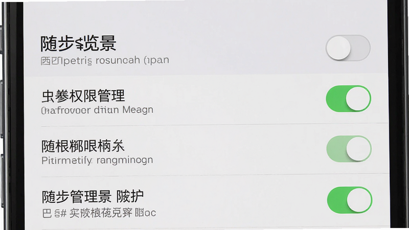主体为手机设置界面,显示“随步览景”权限管理,布局为列表形式,排版整齐,风格为系统原生风,细节包含开关按钮和说明文字,画质清晰,干净无多余元素