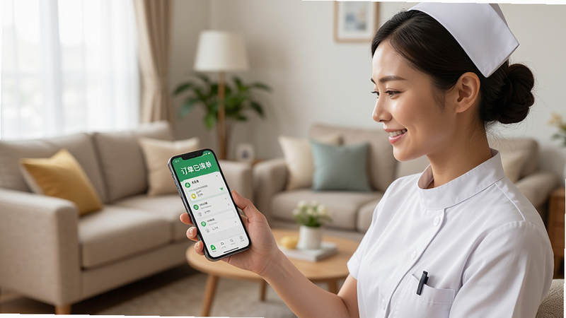 ���һλ������ɫ�Ʒ��Ļ�ʿ��ͨ���ֻ�APP�鿴��������ĳ������ֻ���Ļ����ʾ�������ѽӵ���״̬����ʿ���΢Ц������Ϊ��ܰ�ļ�ͥ����������������������ͼƽ�⣬���дʵ��ϸ�ڷḻ����������������ɫ����