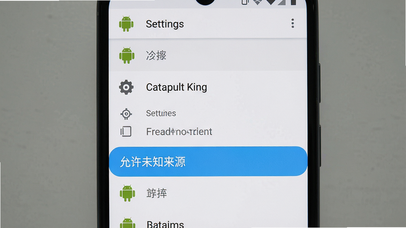 ����Ϊ�ֻ������ͼ���չʾ Catapult King ���ò˵�������������������ʾ������δ֪��Դ��ѡ����Ϊ��� UI ��ƣ��Ű���գ�ϸ�ڰ�����׿������ͼ�꣬�����������ɾ�����������