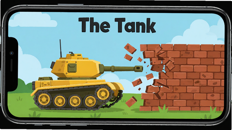 ����Ϊһ����ΪThe Tank���ֻ���Ϸ����չʾ�����ֲ��ú��������ƣ��Ű����ִ������Ϊ��ƽ����ͨ���ϸ�ڰ���һ����ɫ�Ĵ�̹����ײ��һ��שǽ������Ϊǳ��ɫ��պ���ɫ�ݵأ����ʸ��壬�ɾ����޶���Ԫ�أ����֡�The Tank��λ�ڶ������룬����Ӵ�