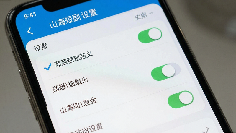 主体为手机屏幕展示设置界面,布局清晰列出各项功能开关,排版规整,风格简洁现代,细节处有勾选标记,画质清晰,干净,文字显示