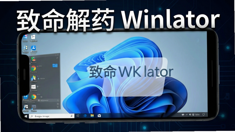 Boogu-Image 生成:主体为安卓手机屏幕显示 Windows 桌面界面,背景为深色科技感渐变,布局居中,排版简洁,风格现代极简,细节包含流畅的 UI 过渡,画质 4k 高清,干净无多余元素,文字标注