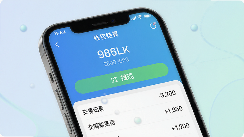 运满满司机APP钱包结算界面,显示余额、提现按钮及交易记录列表,界面清新,数字清晰易读,背景为柔和的浅色渐变,强调资金安全感,高清渲染