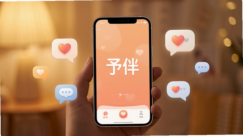 һ��չ����ܰ�罻�����ĸ���ͼ������Ϊһ����ʾ�š���顱APP����������ֻ�����������͵�ůɫ�����ߣ���ΧƯ���Ŵ������������İ��ĺͶԻ�����ͼ�꣬���ּ���ִ����Ű������������ܰ������ϸ�ڷḻ�����ʸ��壬�ɾ��޶���Ԫ�أ�ͼƬ������Ϊ����顱