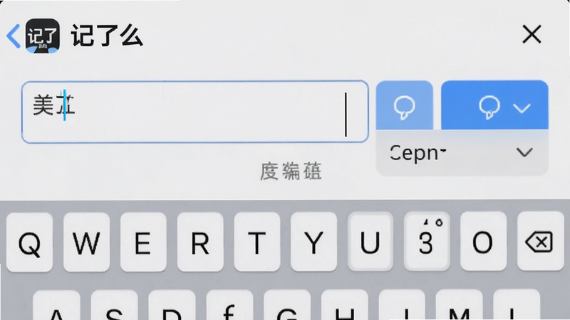 主体为“记了么”APP的备注编辑界面,布局包含文本输入框与下拉菜单,排版简洁,风格实用主义,细节展示光标闪烁与键盘弹出状态,画质细腻,干净