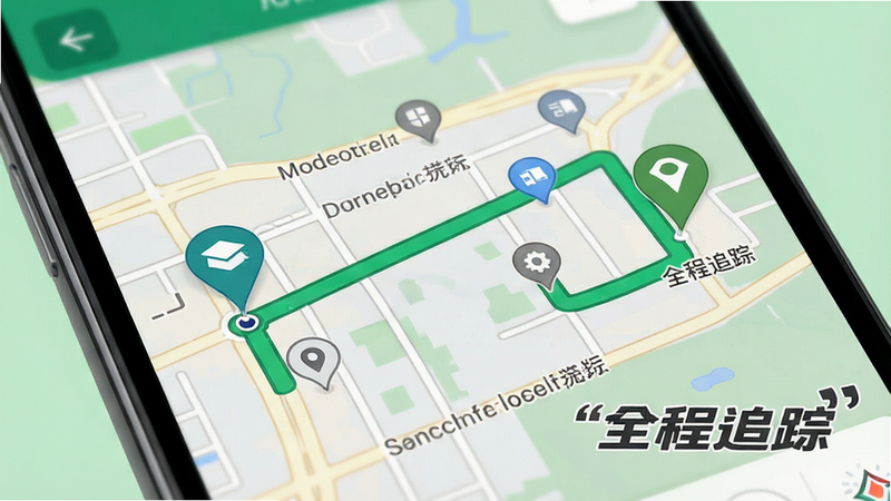 ����Ϊ�ֻ���ͼ���棬��ʾһ����ɫ������·�ߣ�������յ�����ȷ��ǣ����־۽���·�����ģ��Ű���գ����дʵ��ͼ�磬ϸ�ڰ����ֵ�������ر�ͼ�꣬���ʸ��壬�ɾ����޶���Ԫ�أ����ּ�����