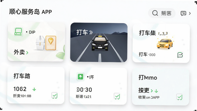 չʾ˳�ĵ�APP�ڵķ���ۺ�ҳ�棬���ֲ�������״��Ƭ��ƣ�ÿ����Ƭ������ͬ�������������򳵣����������ɼ�������Լ�Ƽ��磬ϸ�ڰ�����Ƭ��Ӱ��Բ�Ǵ����������������ɾ���������Ԫ��