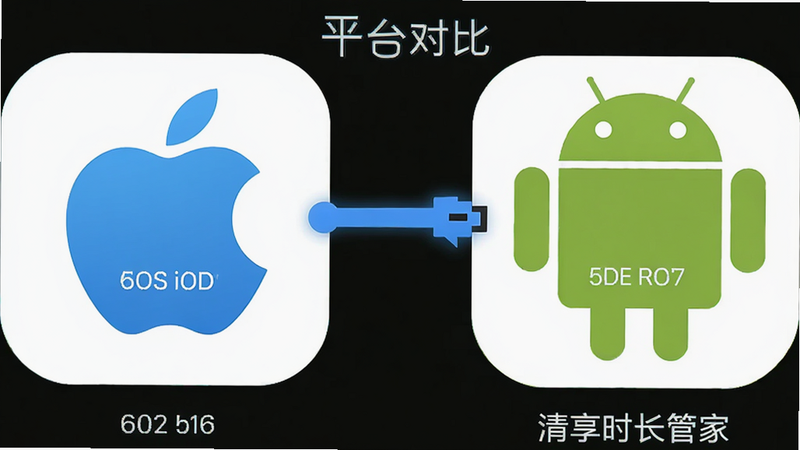 ����ΪiOS�밲׿ϵͳ�Ա�ͼ�꣬�������ҶԳƣ����Ϊƻ��Logo���Ҳ�Ϊ��׿������Logo���м�Ϊ�����߱�ʾ�Աȣ��Ű���ƽ�⣬�Ƽ�������ɫ���ϸ�ڴ���ʾϵͳ�汾��С�֣����ʱ�ƽ�����ɾ������ְ���