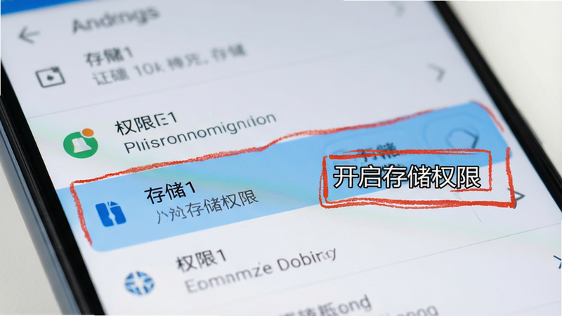 �ֻ���Ļ��д����ʾ��׿ϵͳ���ý��棬���С��洢��Ȩ��ѡ�����ѡ�У�����ģ��������ͻ��Ȩ�����õ���Ҫ�ԣ����ΪUI�̳�ͼ��ϸ�����������ʸ��壬�ɾ����������֡������洢Ȩ�ޡ��Ժ�ɫ�����ע