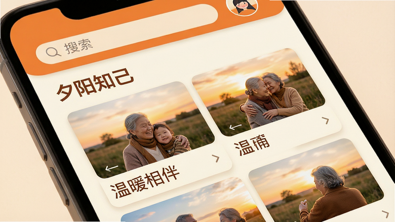 һ����ܰ�������ֻ�����չʾͼ������ΪϦ��֪��APP��ҳ������������࣬������ʾ��������ͷ���м��Ǽ����û��ϴ���������Ƭ��Ƭ���Ű����룬�����ů������ɫ����ů��ɫ���װ�ɫΪ����ϸ�ڴ����ִ�������ƣ����ʸ��壬�ɾ��޶���Ԫ�أ����ְ���