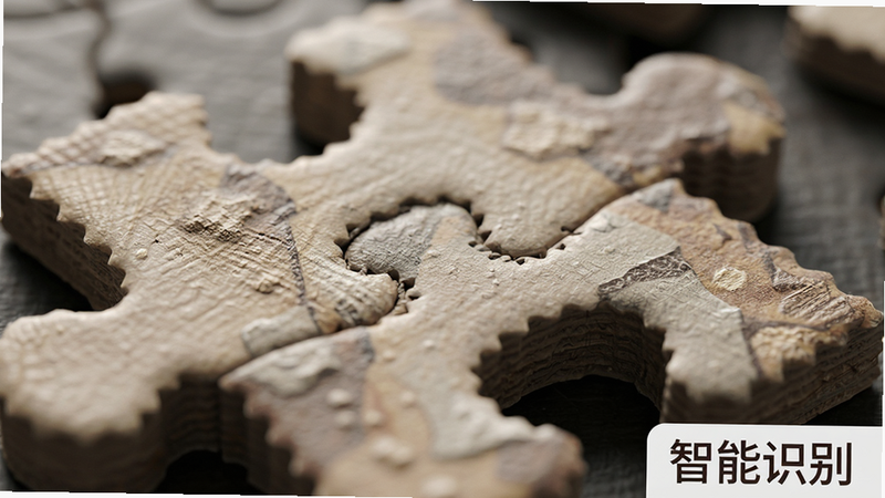 ��д��ͷչʾ��ƴͼ��ս���е�ƴͼ��Ƭ������Ϊһ�����������ƴͼ�飬���־۽�����Ƭ��Ե��ҧ��ϸ�ڣ����Ϊдʵ��Ⱦ��ϸ��չ�־��״��ҧ�Ͻṹ�����ʼ��ߣ��ɾ����޶���Ԫ�أ����ֱ�ǩ��ʾ������ʶ��