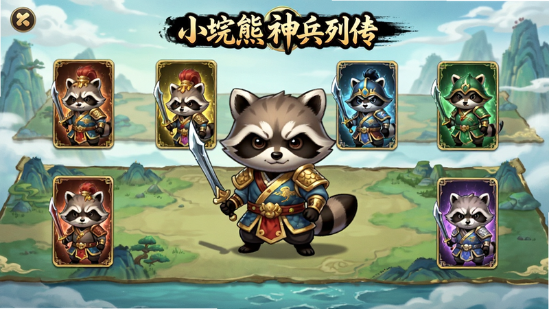 ����Ϊ��С�������д�����Ϸ�����棬����Ϊ�������ʽ��ͼ������վ����Q��С���սʿ����Χ�����Ų�ͬ���Ե������ɫ��Ƭ���Ű����࣬���Ϊ���¹������Ԫ��ϸ��չ�ֽ�ɫ���������뱳���������������ʸ��壬�ɾ����޶���Ԫ��