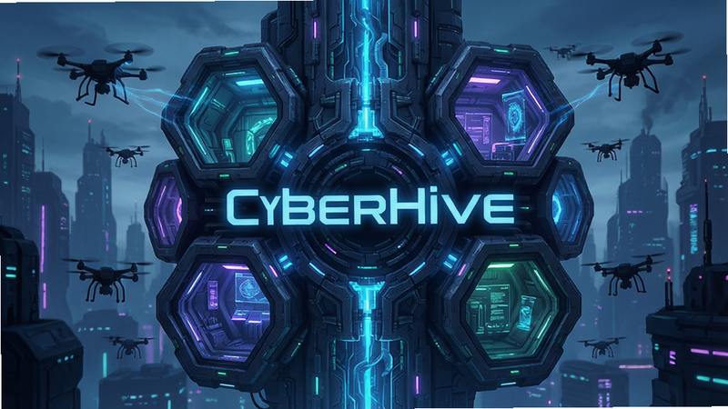һ��չʾ CyberHive ��Ϸ������ĸ���ͼ�������ǳ���δ���е�������˷��䳲����������Ϊ���ĶԳƣ��Ű���գ����Ϊ�߿Ƽ���ɫ����ϸ�ڷḻ�������޺�ƹ�Ч�����˻���Ӱ�����ʸ��壬�ɾ��޶���Ԫ�أ����ֱ�ע 