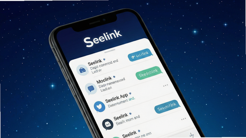 һ��չʾSeelink App������ĸ���UI���ͼ������Ϊ�ֻ���Ļ����ʾ���������б��Ͷ�����Ŀ�ġ�Seelink��Logo������Ϊ����ɫ�����ǿշ�񣬲����������Ű��ִ�����ƽ����Ʒ��ϸ�ھ��£�����4k���ɾ����޶���Ԫ�أ����֡�Seelink�������ɼ�