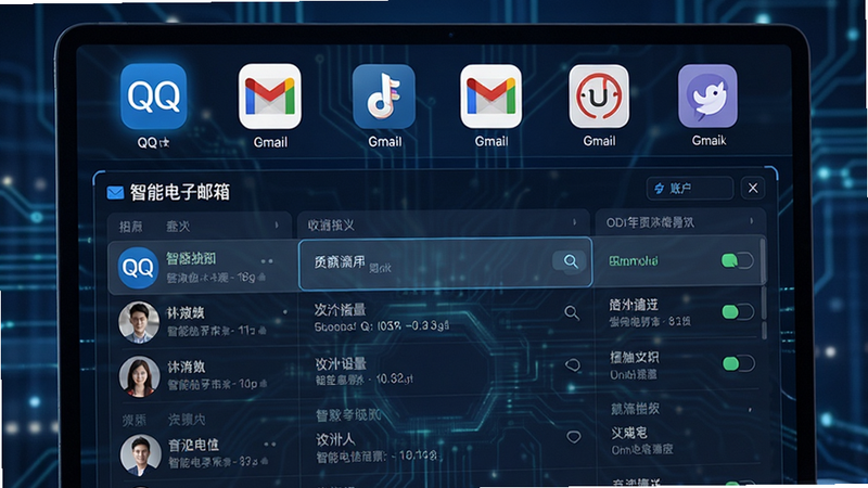 �����ܵ������䡱���˻��л����棬������ʾ�������ͼ�꣬��QQ��Gmail�ȣ��·���ͳһ���ռ����б������ֽ��գ����Ƽ��У�ϸ�ڴ������˻�ͷ�����֣����ʸ߱���
