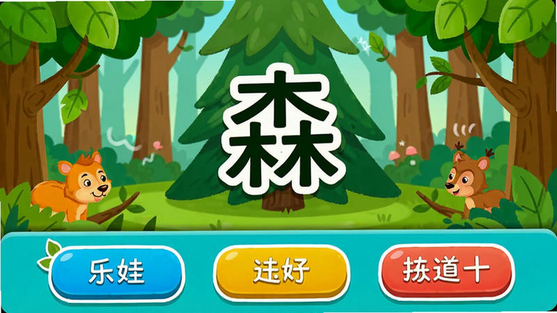 ���������޿�ͼʶ�ֵ��龳��ѧϰ���棬���ַ�Ϊ���������֣��Ϸ���һ��������ɭ�ֳ����廭���м�ͻ����ʾ���֡�ɭ�����·�������ѡ�ť�������Ű�������ɫ�����ޱ��ͣ����Ϊ��ʽ��ͨ�汾�磬ϸ�ڴ�����Ҷ�Ͷ����΢���Ч����ʾ�����ʳ��壬�����ұ���