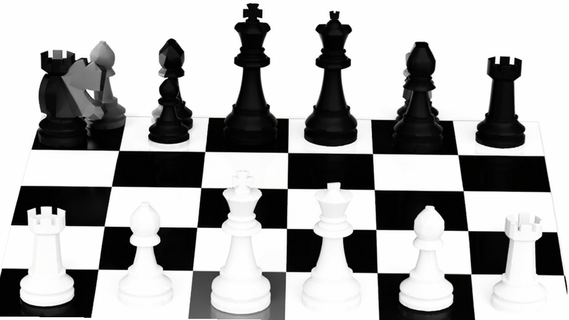 主体为极简风格国际象棋棋盘,仅保留黑白两色棋子,背景为纯白,布局留白充足,排版极简主义,风格为现代设计,细节展现棋子几何形态,画质超清,干净,无文字,无多余元素