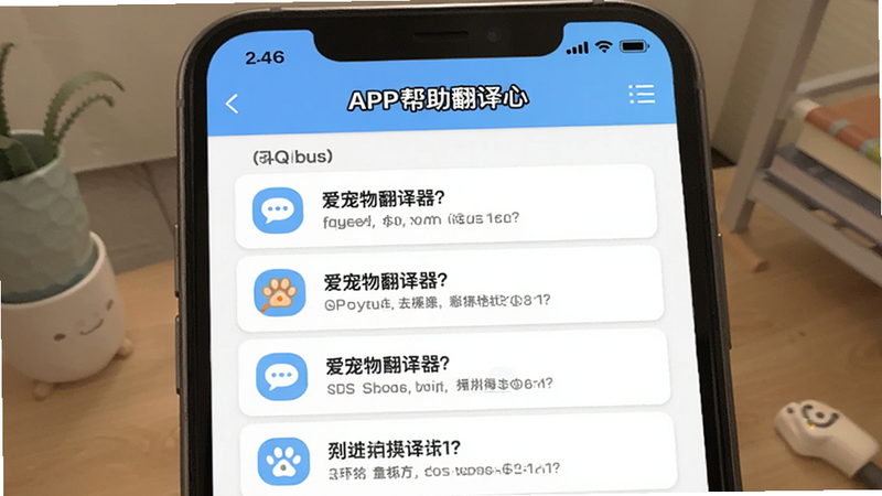 主体为“爱宠物翻译器”APP的帮助中心页面,布局为FAQ列表形式,排版清晰,风格友好亲切,细节处有问答图标,画质高,干净