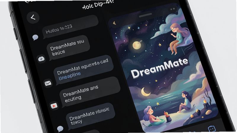 һ�Ÿ����ֻ���Ļ��д����ʾDreamMateӦ�õ������棬��ɫģʽ������������������ݣ��Ҳ��ǳ�����ξ��廭������������ʾ