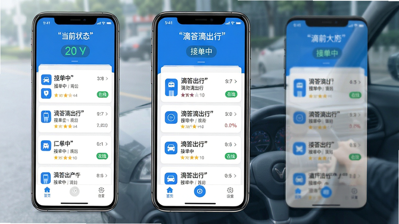 �δ�γ���˾���˰�׿APP����ȫ��ͼ������Ϊ�ֻ���Ļչʾ��ҳ�ӵ�����������������������ʾ��ǰ״̬���в�Ϊ�����б���Ƭ���ײ�Ϊ������������ڣ����Ϊ��ƽ���Ƽ��磬ϸ�ڰ�����ɫ��ɫ��ͼ�ꡢ���������ֱ�ǩ���ɾ��ı��������ʸ��壬�޶���Ԫ�أ����ּ�����