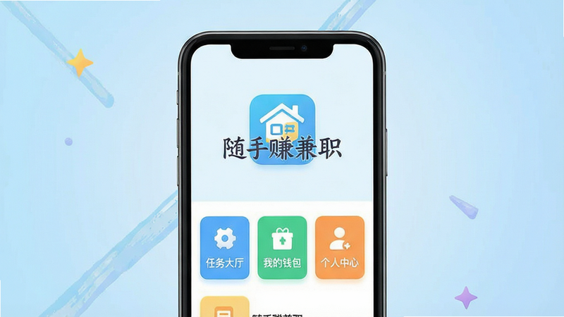 һ��չʾ������׬��ְ��APP���Ľ����UI���ͼ������Ϊ�ֻ���Ļ������Ϊǳ��ɫ���䡣��Ļ������ʾ������׬��ְ��Logo���·�����������Ҫ������ڣ�����������ҵ�Ǯ�����������ġ����������¼�Լ�����ñ�ƽ����ƣ�ɫ���������޶���װ�Σ�����ʸ����񣬸ɾ�������Ԫ�ء�
