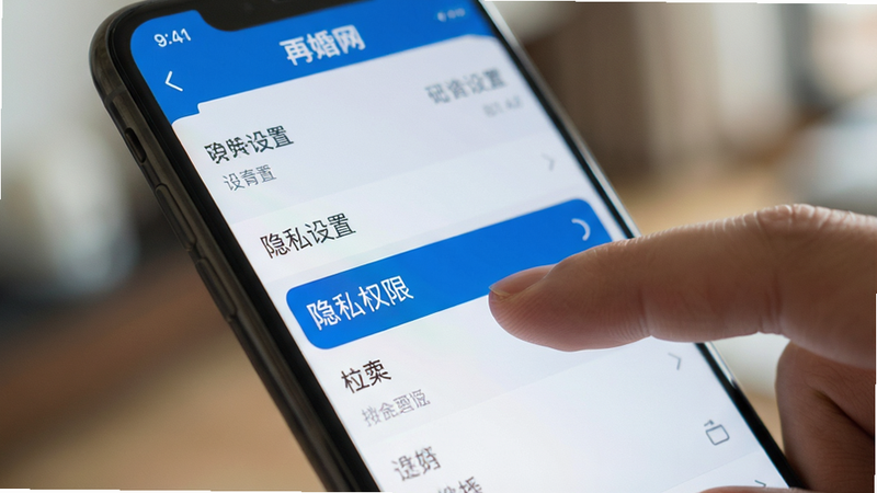 �ֻ���Ļ��д����ʾ���ٻ�����App�����ý��棬�ص��������˽Ȩ�ޡ�ѡ���ָ���ڵ������������ģ�������дʵ��ϸ�����������ʸ��壬�ɾ������������������˽���á�