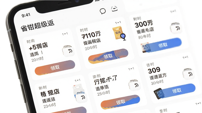 �ֻ�����չʾ��ƽ̨�Ż�ȯ�б�������Ϊ��ʡǯ��������APP�ڵ��Ż�ȯ��Ƭ������Ϊ����״��ÿ�ſ�Ƭ��ʾ�������õ��̣��Ű�������򣬷���ִ���Լ��ϸ�ڰ�������ʱ����ȡ��ť�������������������ף������Ҹ���