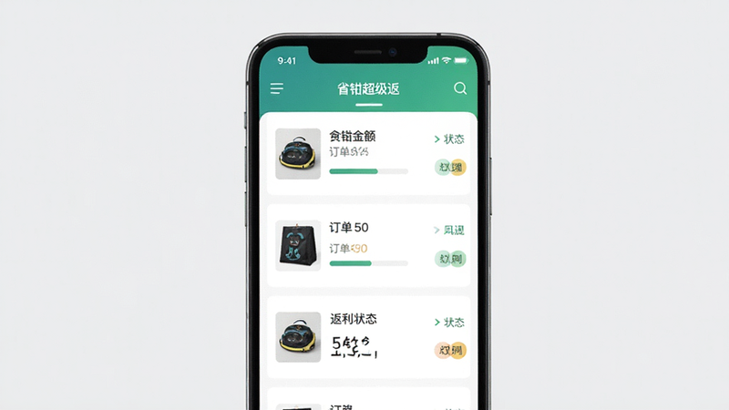 �ֻ�����չʾ����׷��ҳ�棬����Ϊ��ʡǯ��������APP�ڵĶ����б�������Ϊ��ֱ�б���ÿ����ʾ��Ʒ����ͼ���������ͷ���״̬���Ű�����������࣬ϸ�ڰ�����������״̬��ǩ�����ʸ��壬����ǳ�ң��޶���װ��