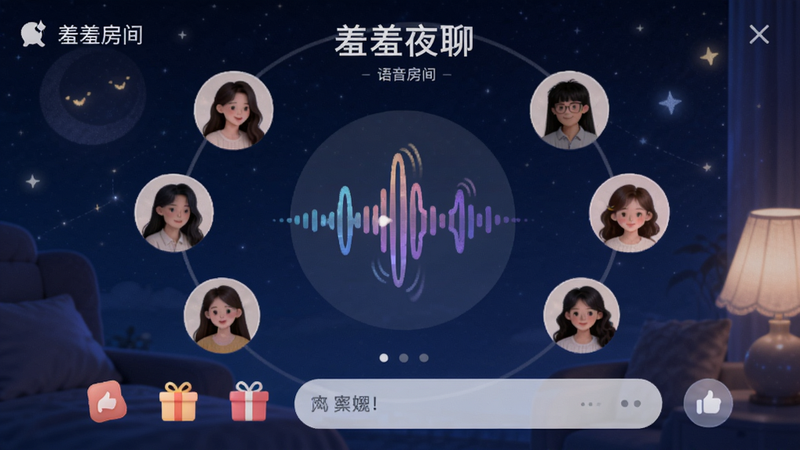 չʾ������ҹ�ġ����������ڲ���UI���棬����ɫ�ǿձ���������û�ͷ��Χ��һȦ������������˵���Ķ�̬���������������·��м򵥵Ļ�������ͼ������������ɫ�������ܰ������ҹ�����׷�Χ������ϸ��