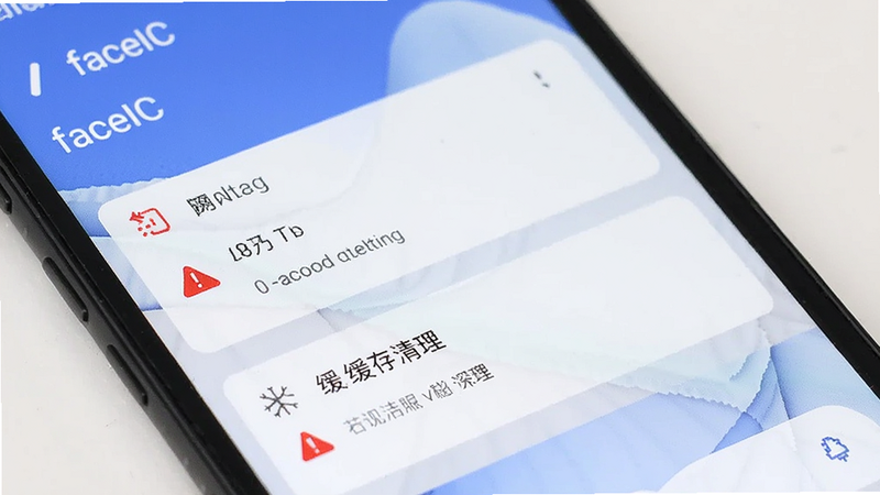 主体为faceIC手机端设置界面,布局展示网络设置与缓存清理选项,排版清晰,风格扁平化,细节显示红色警示图标,画质高清,干净无杂色