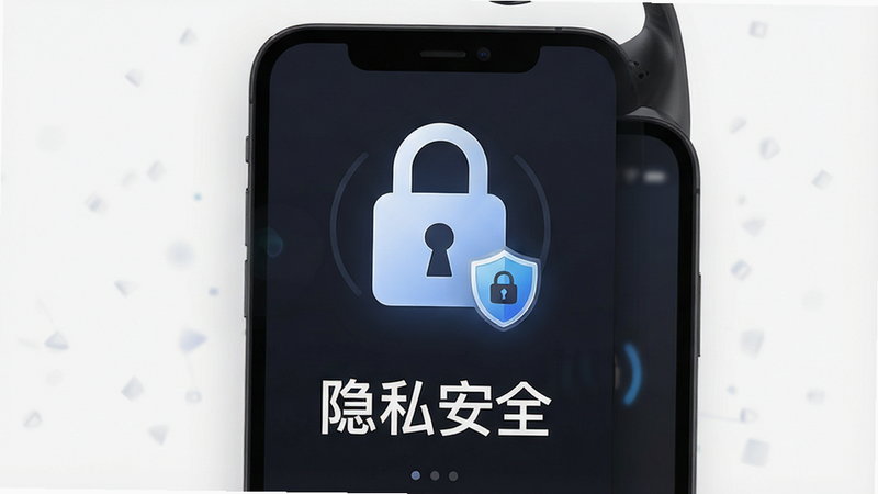 手机监控远程免费应用的安全隐私界面预览,主体为锁形图标与手机,布局中心对称,排版简洁,风格深色模式,细节显示加密盾牌标志,画质高清,干净,文字