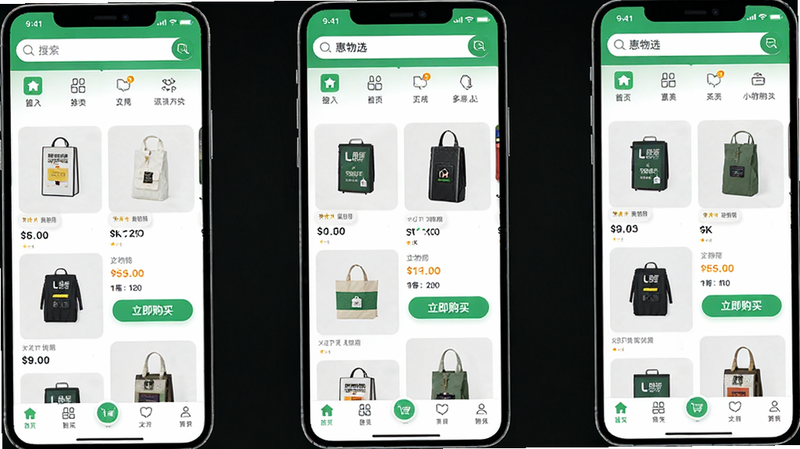 ����Ϊ����ѡAPP�ĸ�������ͼ�����ֲ��ñ�ƽ����ƣ�����չʾ�����������ͼ�꣬�в�Ϊ��Ʒ�ٲ����б����ײ�Ϊ���������Ű��������򣬷�������ִ���ϸ�ڰ�����ƷͼƬ���۸��ǩ�����������򡱰�ť������4k���壬�ɾ��޶���Ԫ�أ�������ʾΪ������ѡ��