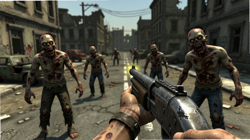 ����ΪBlood Horde��Ϸ�ڵ�һ�˳��ӽǣ��ֳ�����ǹ��׼ǰ�����������ưܵĽֵ�����ʬ���ڱƽ������־۽��������͵��ˣ��Ű���Ȼ�����дʵ��ϸ�ڰ���ǹеĥ���ʸкͽ�ʬƤ���������������ʸ��壬�ɾ����޶���Ԫ��