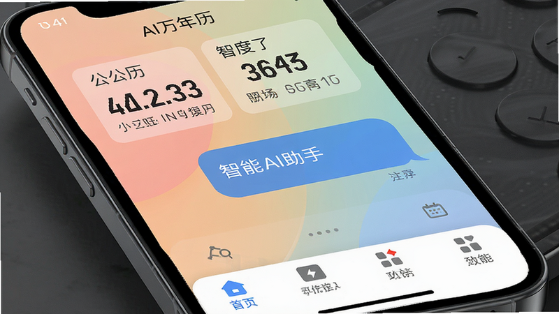 ����ΪAI�������ֻ�APP�����棬����������������ʾ������ũ�����ڣ��м�������AI���ֶԻ����ݣ��ײ��ǹ��ܵ����������Ϊ�ִ���ƽ����ƣ�ϸ�ڰ�����͵Ľ��䱳��ɫ�����ʸ��壬�ɾ��޶���Ԫ�أ����ְ���